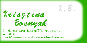 krisztina bosnyak business card